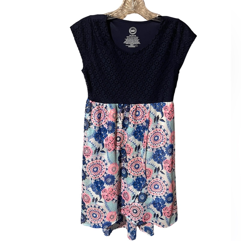 Wonder Nation Girls' Lace Combo Chiffon Crossover Hi-Lo Dress - Picture 4 of 6